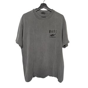 VTG Sansegal Maui Hawaii Gray Single Stitch T-Shirt Size L‎ Shark Embroidery